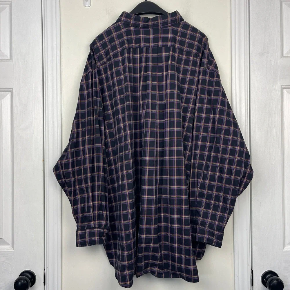 Polo Ralph Lauren Blake Mens 4XB BIG Cotton Black Purple Plaid Long Sleeve Shirt